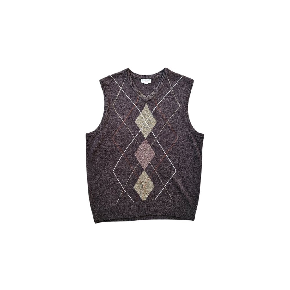 Vintage Dockers Brown Argyle Sweater Vest Women's Large